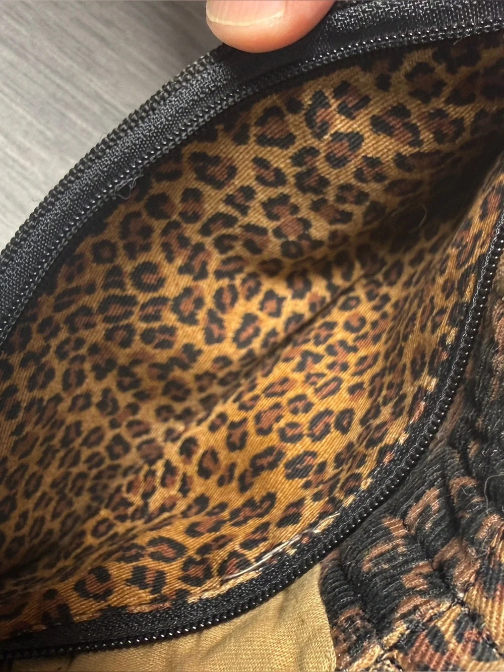 Donna Sharp Quilted Patchwork Leopard Print Trifold Wallet Brown Black Tan